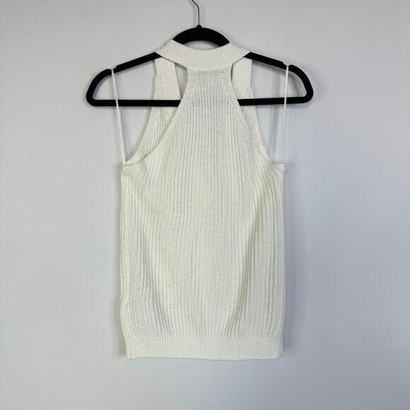 Reiss Sinead Knitted Halter Neck Top With Linen in Ivory Size Small - Picture 6 of 8